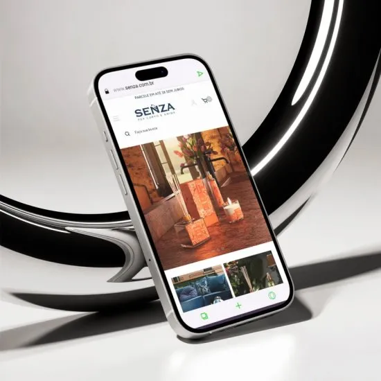 Versão mobile do site Senza, desenvolvida pela Agência Kanka