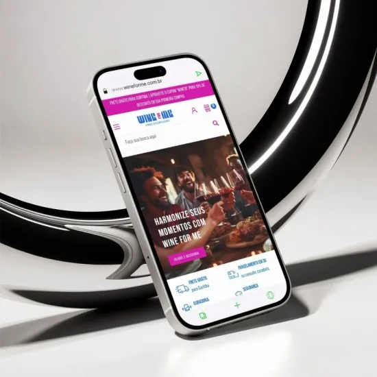 Versão mobile do site Wine for me, desenvolvida pela Agência Kanka